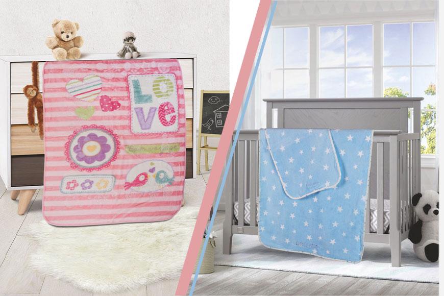 Κολάζ με ροζ και μπλε κουβερλί σε βρεφικά δωμάτια, έξυπνο δώρο γέννας για τη μαμά.