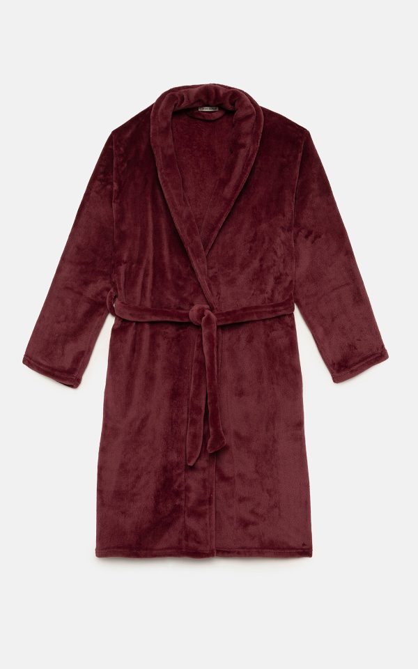 Γυναικεία Μακριά ρόμπα Minerva Fleece μπορντώ 53081-694 - Image 2