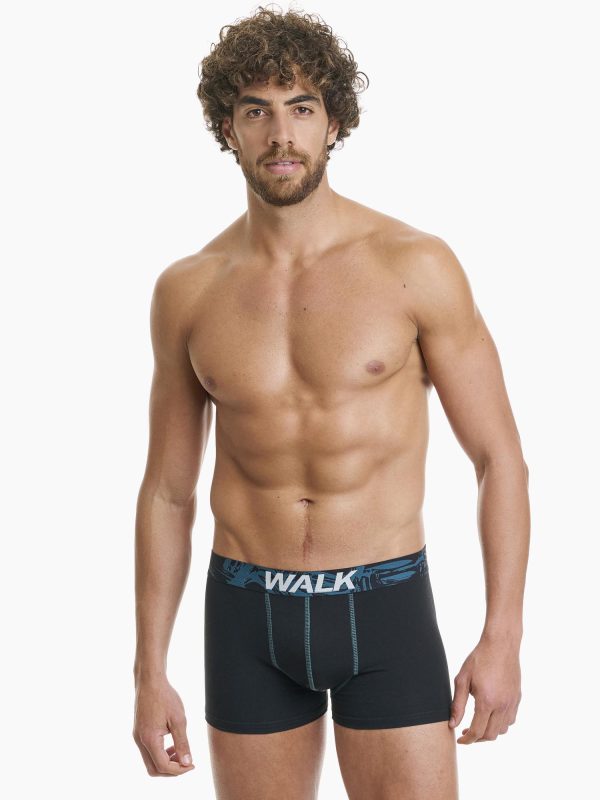 Boxer Ανδρικό Walk 2 τεμάχια μαύρο-πετρόλ W1762-4_0287