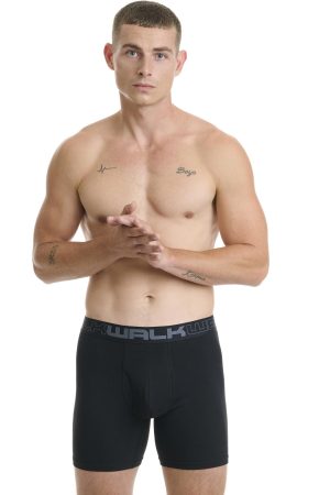 Boxer Ανδρικό Walk Μακρύ πόδι με άνοιγμα 2 τεμάχια μαύρο-μαύρο W1764-1_0202