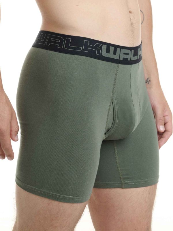 Boxer Ανδρικό Walk Μακρύ πόδι με άνοιγμα 2 τεμάχια χακί-ανθρακί W1764-1_2408 - Image 3