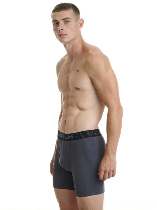 Boxer Ανδρικό Walk Μακρύ πόδι με άνοιγμα 2 τεμάχια χακί-ανθρακί W1764-1_2408 - Image 5