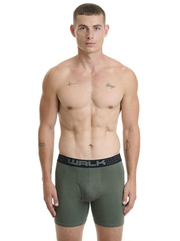 Boxer Ανδρικό Walk Μακρύ πόδι με άνοιγμα 2 τεμάχια χακί-ανθρακί W1764-1_2408 - Image 2