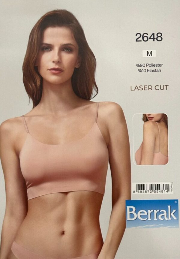 Γυναικείο Laser Cut Crop Top Berrak – Μπεζ| Άνεση & Minimal Στυλ BRK2648-3 - Image 3