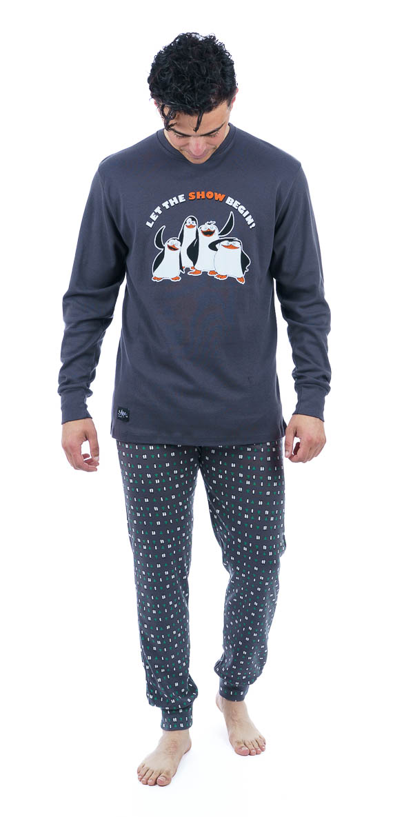 Ανδρική πυτζάμα Sara “Penguin” ανθρακί 1271