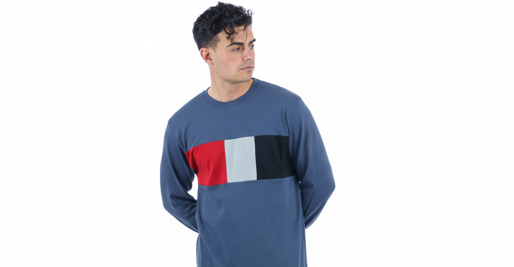 Ανδρική πυτζάμα Dustin Billy “Flag” μπλε ίντιγκο B651 - Image 2