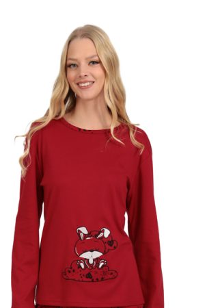 Alternative view of Γυναικεία πυτζάμα Lydia Creations “Bunny” μπορντό 25550