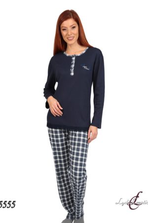 Γυναικεία πυτζάμα Lydia Creations “Classic” μπλε σκούρο 25555