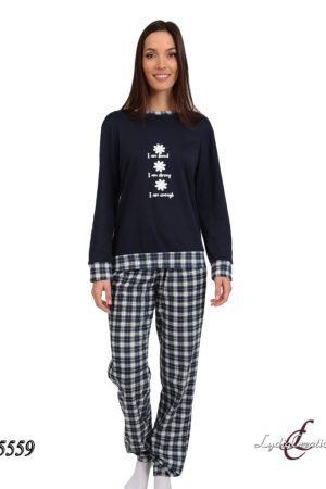 Γυναικεία πυτζάμα Lydia Creations “Loved-Strong-Enough” μπλε σκούρο 25559