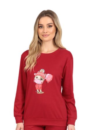 Alternative view of Γυναικεία πυτζάμα Lydia Creations “Balloon” μπορντό 25561