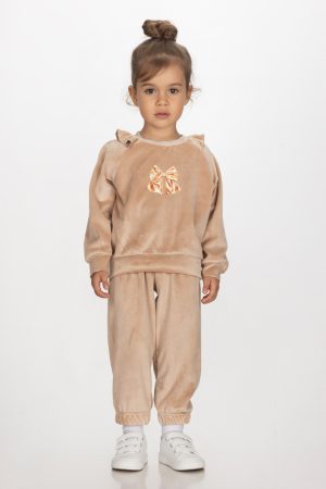 Σετ κορίτσι Βελουτέ Joyce “Velour” μπεζ 2561136