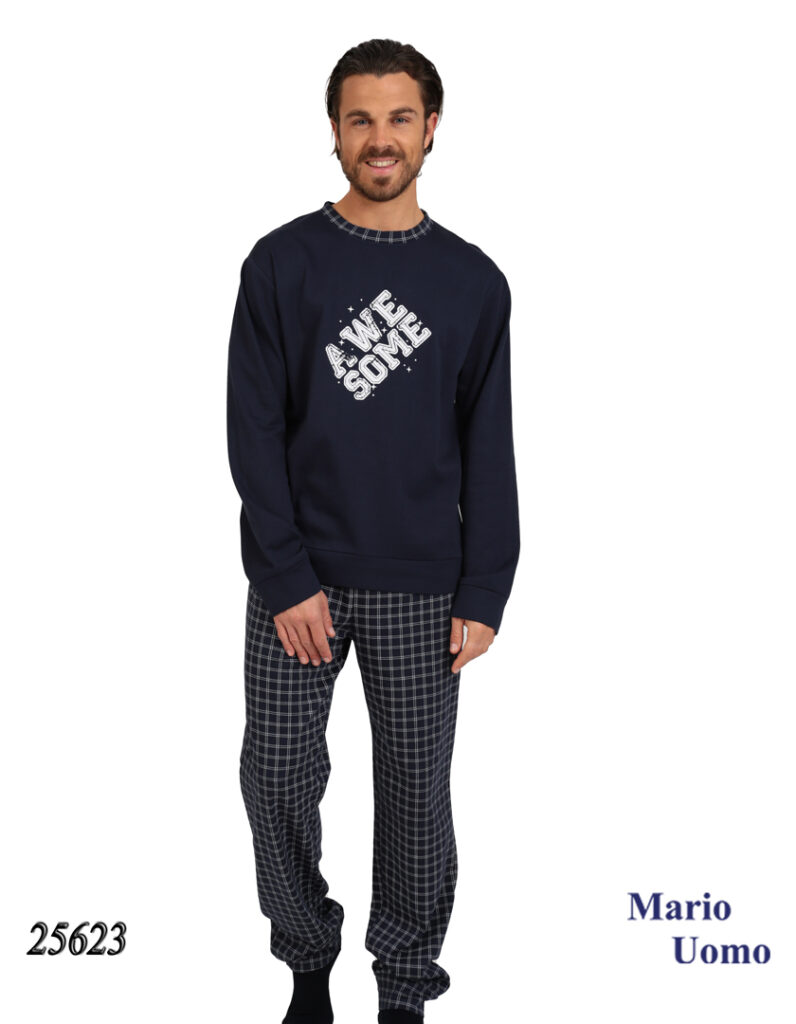 Ανδρική πυτζάμα Lydia Creations “Awesome” μπλε 25623