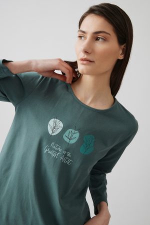 Alternative view of Γυναικεία πυζάμα Minerva “Enjoy life” πράσινο 90-52636-873