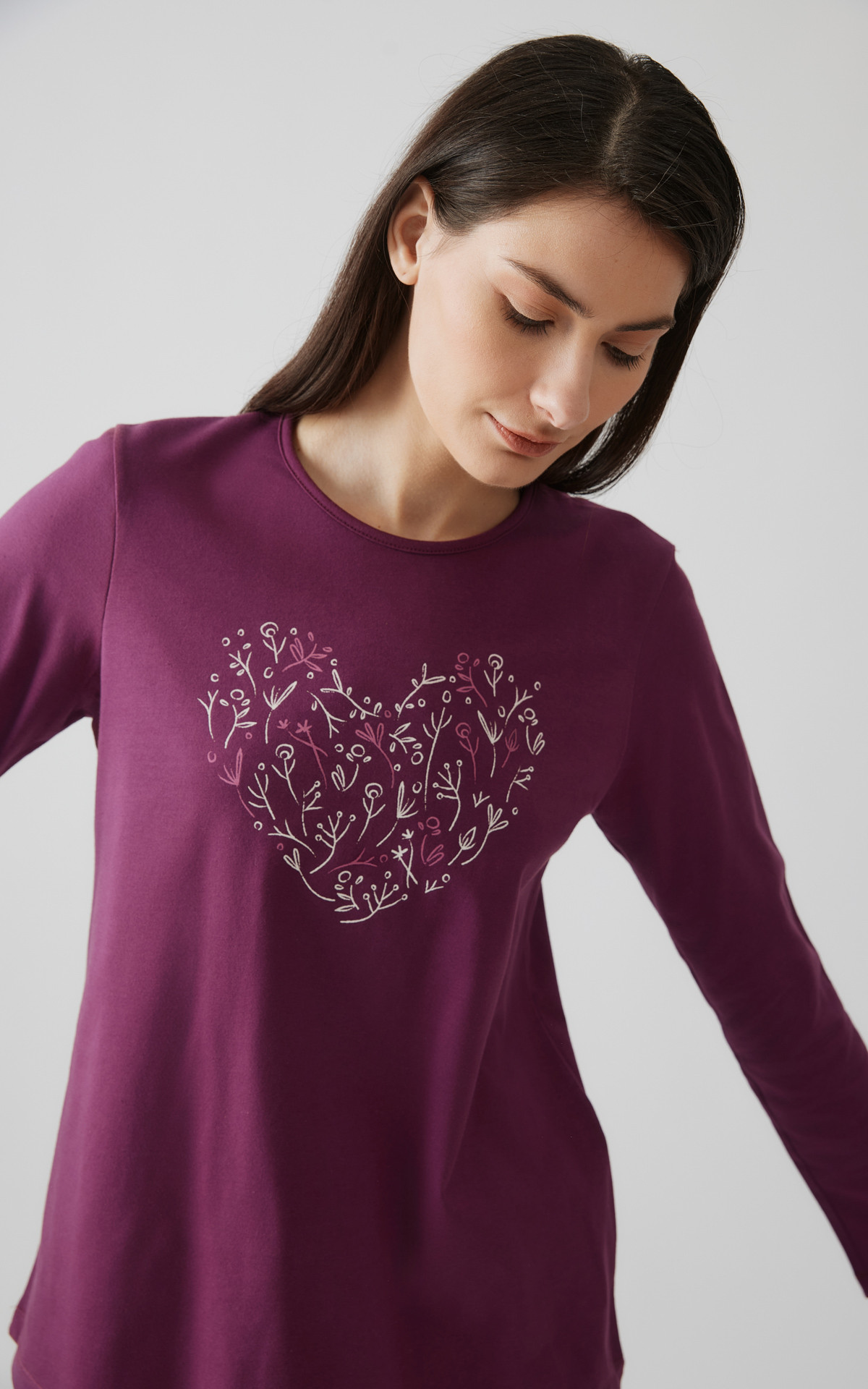 Γυναικεία πυζάμα Minerva “Heart” δαμασκηνί 90-52644-694 - Image 2