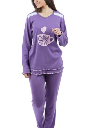 Γυναικεία πυτζάμα Dustin Billy “Coffee Love” μωβ B660