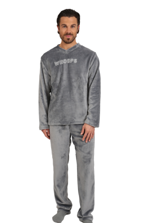 Ανδρική πυτζάμα Fleece Lydia Creations “Whoops” γκρι 25658