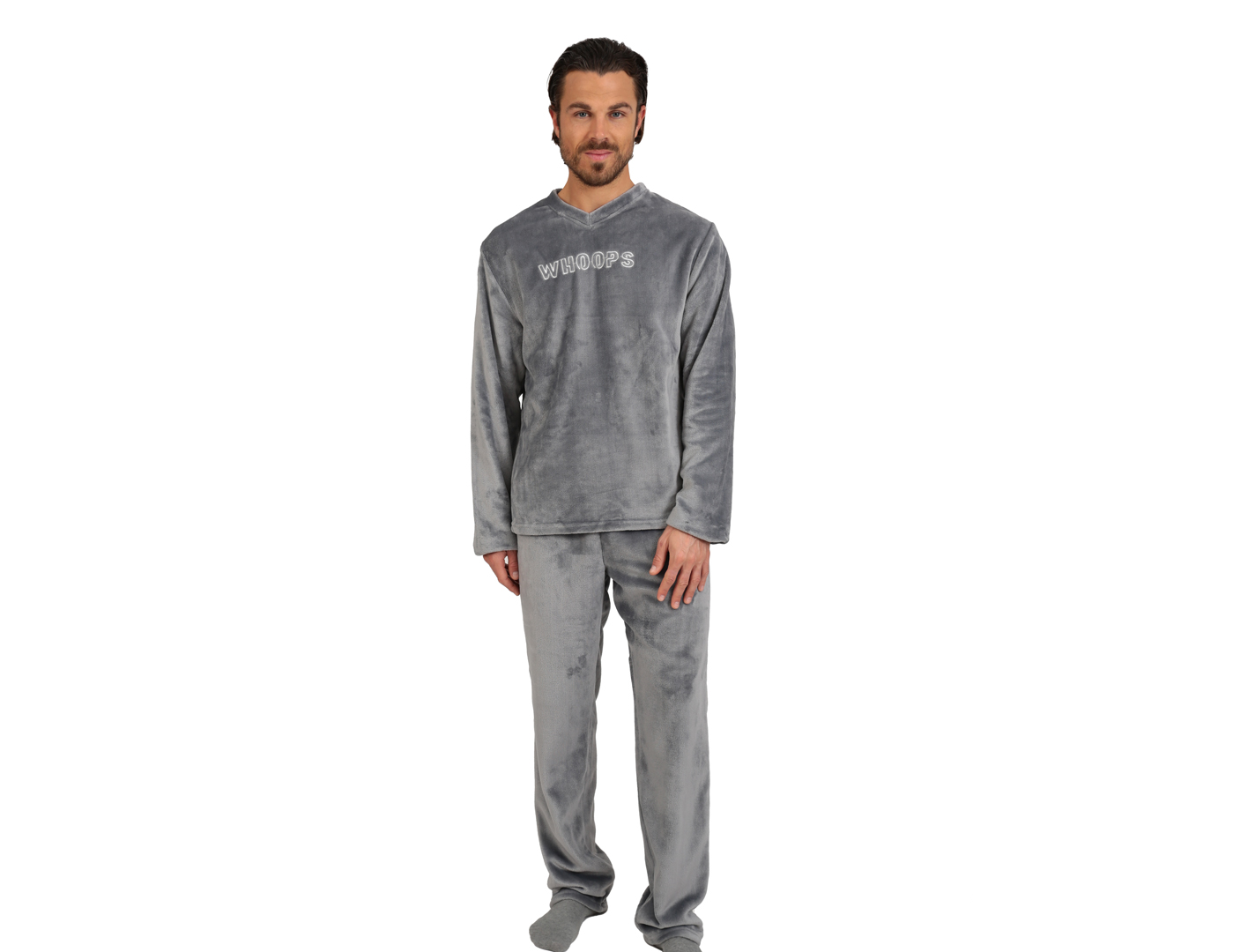 Ανδρική πυτζάμα Fleece Lydia Creations “Whoops” γκρι 25658