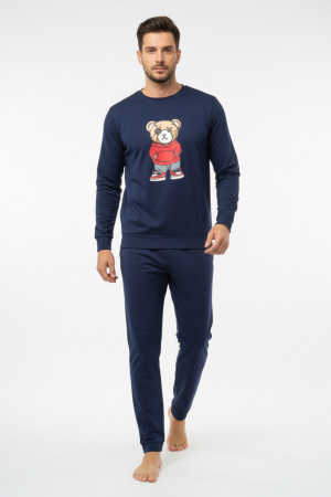 Ανδρική πυτζάμα Lydia Creations “Bear” μπλε 25663