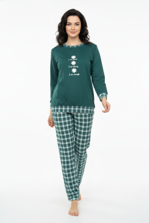 Γυναικεία πυτζάμα Lydia Creations “Loved-Strong-Enough” κυπαρισσί 25559