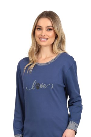 Alternative view of Γυναικεία πυτζάμα Lydia Creations “Love” μπλε 25606