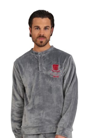 Alternative view of Ανδρική πυτζάμα Fleece Lydia Creations “Hat” γκρι 25656