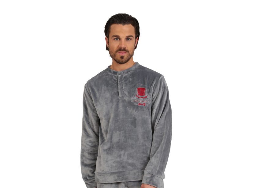 Ανδρική πυτζάμα Fleece Lydia Creations “Hat” γκρι 25656 - Image 2