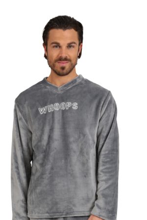 Alternative view of Ανδρική πυτζάμα Fleece Lydia Creations “Whoops” γκρι 25658