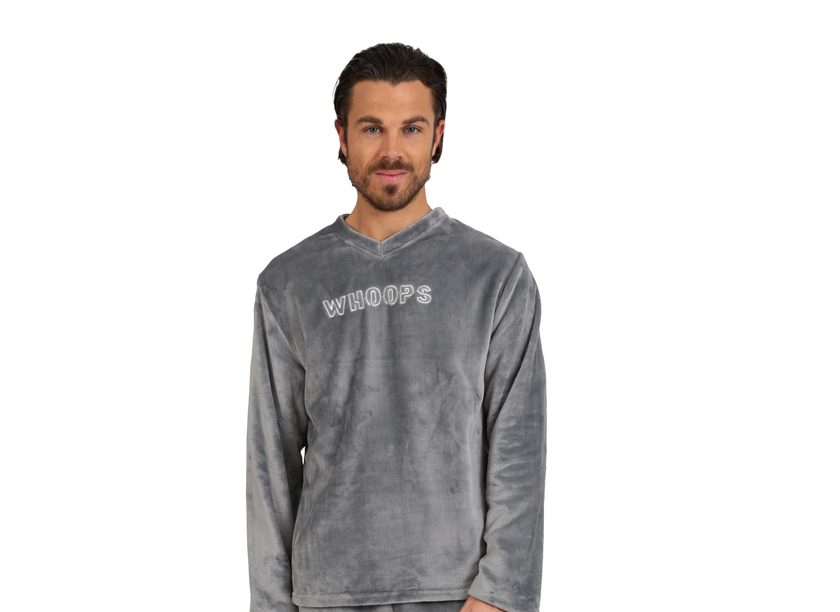 Ανδρική πυτζάμα Fleece Lydia Creations “Whoops” γκρι 25658 - Image 2