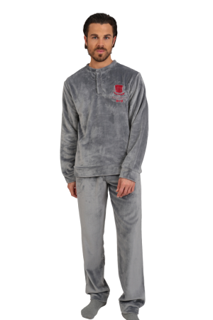 Ανδρική πυτζάμα Fleece Lydia Creations “Hat” γκρι 25656