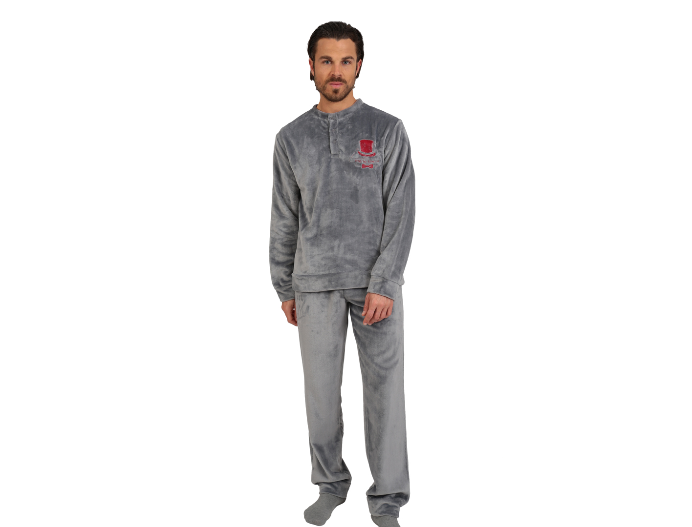 Ανδρική πυτζάμα Fleece Lydia Creations “Hat” γκρι 25656