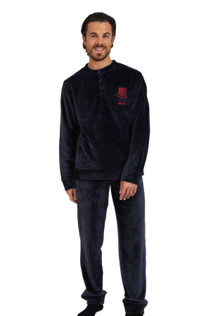 Ανδρική πυτζάμα Fleece Lydia Creations “Hat” μπλε 25656