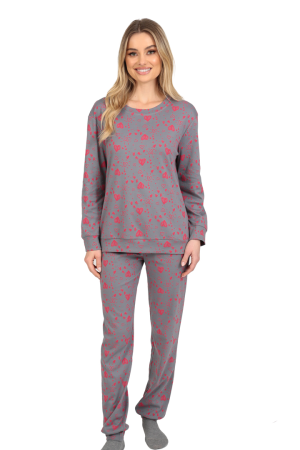 Γυναικεία πυτζάμα Lydia Creations “Heart's” γκρι μπορντό 25609
