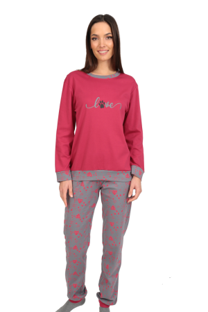 Γυναικεία πυτζάμα Lydia Creations “Love” κερασί 25606