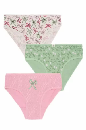 Κυλοτάκι κορίτσι Minerva “Bows” Παιδικό Σλιπ 3 τμχ πολύχρωμο 45571-250