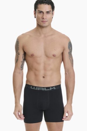Boxer Ανδρικό Walk Μακρύ πόδι 2 τεμάχια μαύρο-μαύρο W1764-2_0202