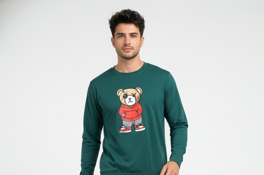 Ανδρική πυτζάμα Lydia Creations “Bear” κυπαρισσί 25663 - Image 3