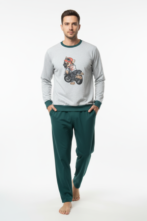 Ανδρική πυτζάμα Lydia Creations “Bike dog” κυπαρισσί 25664