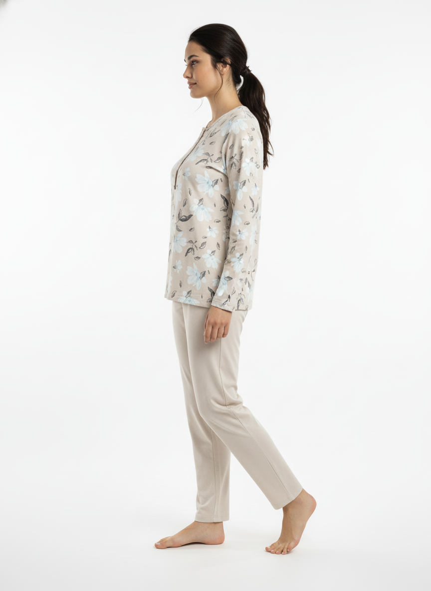 Πυτζάμα γυναικεία Γιώτα Homewear μπεζ 4719 - Image 2