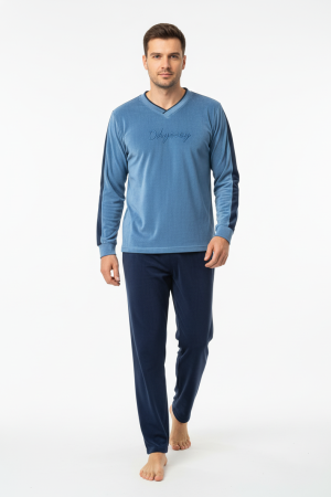 Πυτζάμα ανδρική Βελουτέ Οδυσσεύ σιέλ 2909