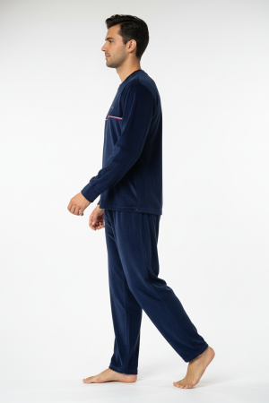 Alternative view of Πυτζάμα ανδρική Βελουτέ Οδυσσεύ μπλε σκούρο 2908