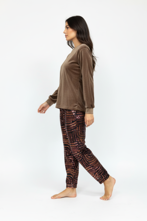 Alternative view of Πυτζάμα γυναικεία Βελουτέ Super Soft Γιώτα Homewear καφέ 4752