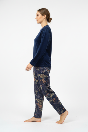 Alternative view of Πυτζάμα γυναικεία Βελουτέ Super Soft Γιώτα Homewear μπλε σκούρο 4751