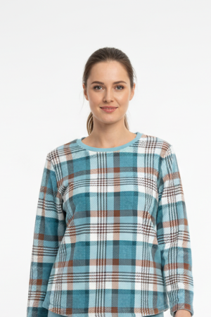 Alternative view of Γυναικεία πυζάμα Galaxy Fleece “Καρώ” πολύχρωμο 844-25