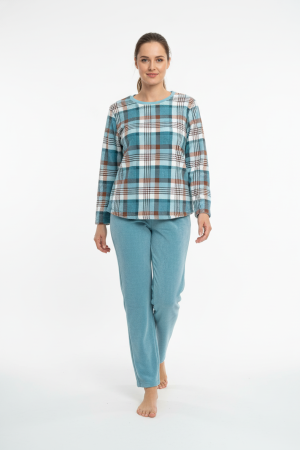 Γυναικεία πυζάμα Galaxy Fleece “Καρώ” πολύχρωμο 844-25
