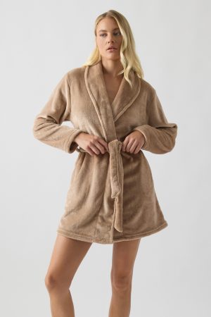 Γυναικεία ρόμπα Minerva Fleece μπεζ 96-52701-103