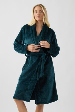 Γυναικεία ρόμπα Μακριά Minerva Fleece petrol pine 96-52702-198