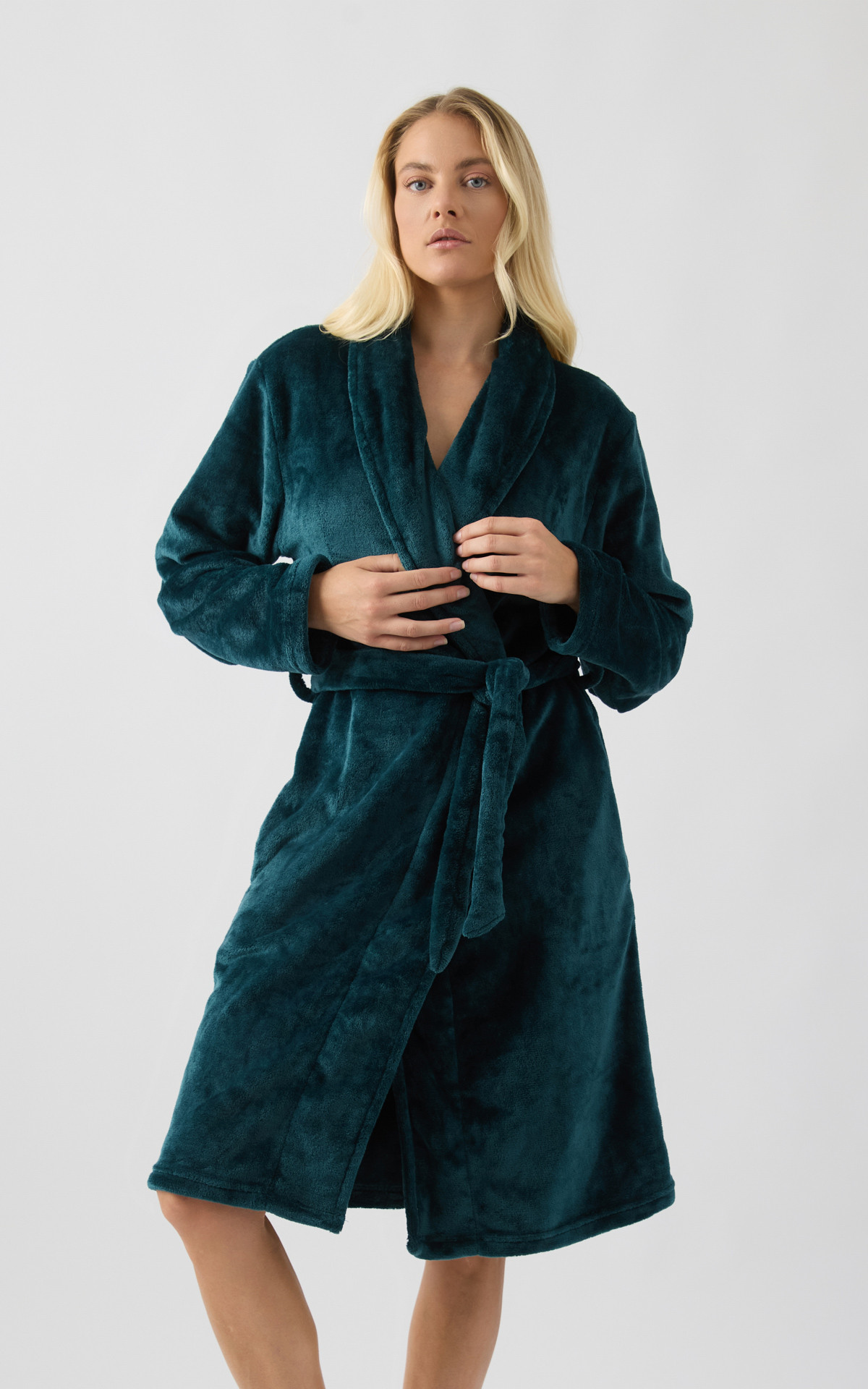 Γυναικεία ρόμπα Μακριά Minerva Fleece petrol pine 96-52702-198