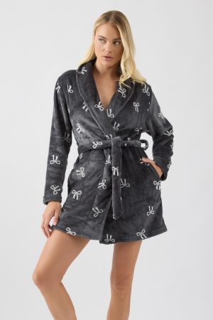 Γυναικεία ρόμπα Minerva Fleece ΓΚΡΙ ΣΚ. 96-52706-551