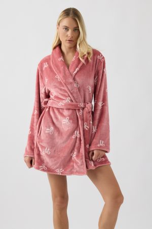 Γυναικεία ρόμπα Minerva Fleece ΡΟΖ. 96-52706-552 - S/M