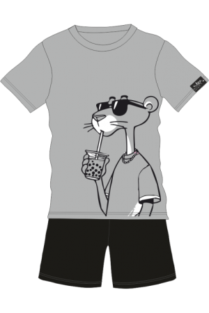 Alternative view of Ανδρική καλοκαιρινή πυτζάμα Sara “Pink Panther” γκρι 1290